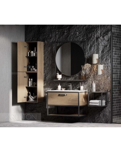 Тумба дуб кантри/черный 79,2 см Акватон Лофт Фабрик 1A242401LTDY0