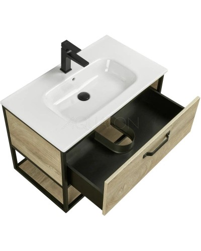 Тумба дуб эндгрейн/черный 79,2 см Акватон Лофт Фабрик 1A242401LTDU0