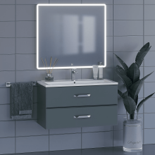 Тумба под раковину для ванной комнаты Uperwood Foster (90 см, подвесная, серый графит)