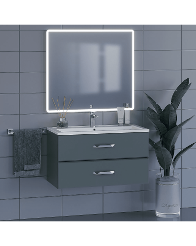 Тумба под раковину для ванной комнаты Uperwood Foster (90 см, подвесная, серый графит)