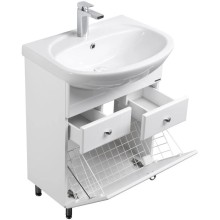 Тумба белый глянец 61 см с бельевой корзиной Акватон Норма 1A054901NO010