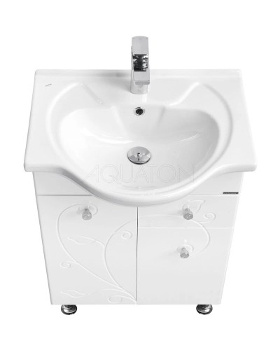 Тумба белый глянец 56,6 см с бельевой корзиной Акватон Лиана 1A162901LL010