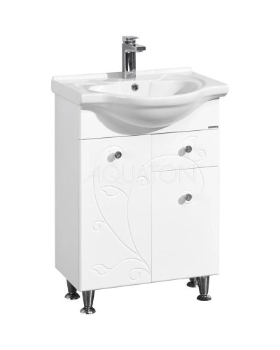 Тумба белый глянец 61,4 см с бельевой корзиной Акватон Лиана 1A165801LL010