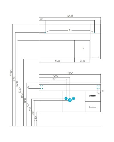 Тумба белый глянец 118,7 см Акватон Диор 1A110601DR010