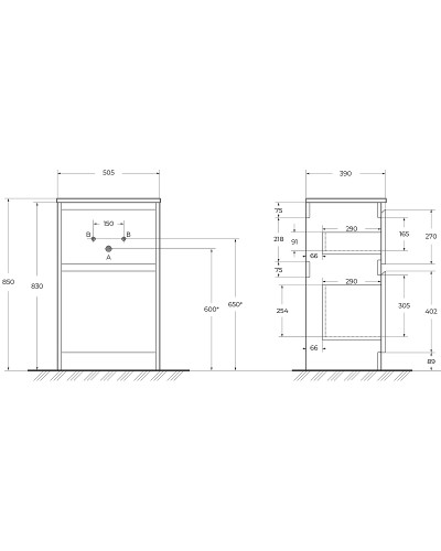 Тумба под раковину BelBagno Kraft 39 50 KRAFT39-500/390-2C-PIA-BO Bianco Opaco