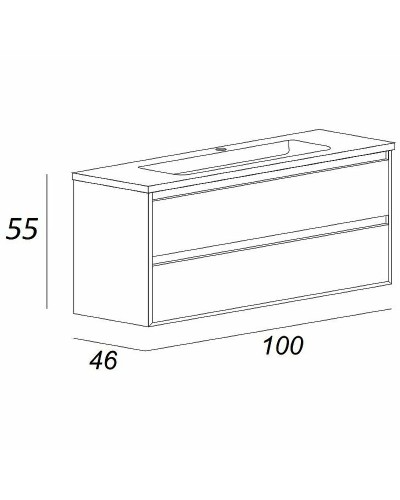 Тумба под раковину Cezares Glass 100 41803 подвесная Bianco Lucido