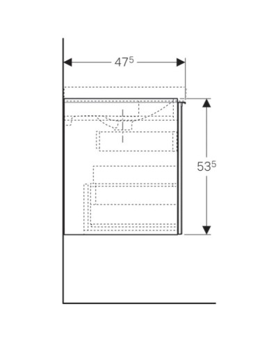 Тумба черный глянец/черный матовый 59,5 см Geberit Acanto 500.609.16.1