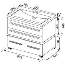 Тумба белый 89,2 см Aquanet Нота 00171492
