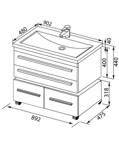 Тумба белый 89,2 см Aquanet Нота 00171492