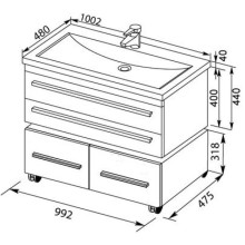 Тумба белый 99,2 см Aquanet Нота 00171496
