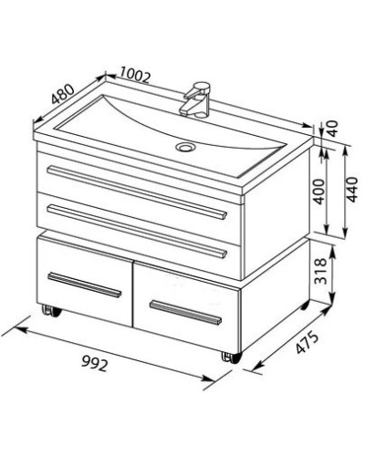 Тумба белый 99,2 см Aquanet Нота 00171496