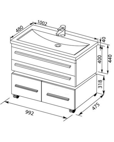 Тумба венге 99,2 см Aquanet Нота 00171498