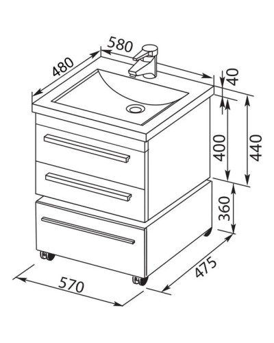 Тумба венге 57 см Aquanet Нота 00171484