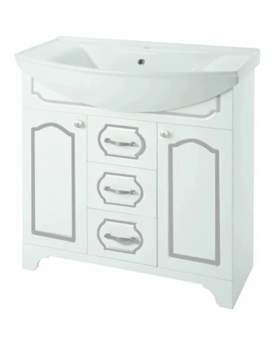 Тумба белый глянец серебряная патина 72,1 см Bellezza Тиффани 4630512110391