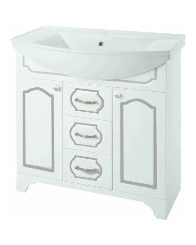 Тумба белый глянец серебряная патина 82,7 см Bellezza Тиффани 4630514110399