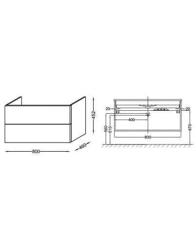 Тумба под раковину Jacob Delafon Vox 80 EB2078-R1-N18 подвесная Белая