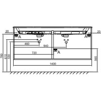 Тумба сине-зеленый матовый 140 см Jacob Delafon Odeon Rive Gauche EB2526-R5-M85