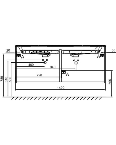 Тумба сине-зеленый матовый 140 см Jacob Delafon Odeon Rive Gauche EB2526-R7-M85