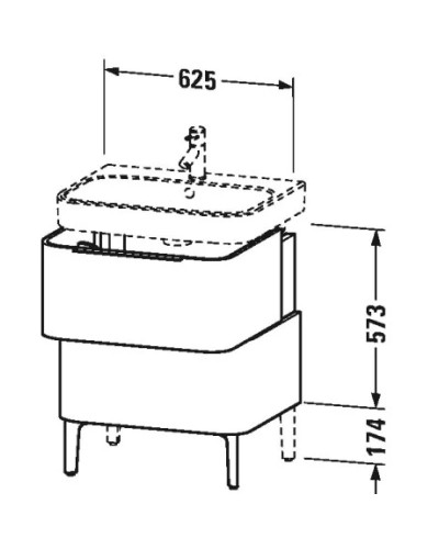 Тумба дуб темный брашированный 62,5 см Duravit Happy D.2 H2637207272