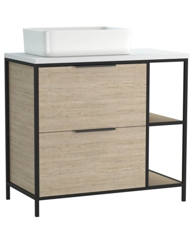 Тумба дуб/черный 80,4 см Cersanit Bosquet A63012