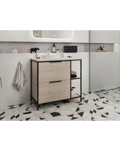 Тумба дуб/черный 80,4 см Cersanit Bosquet A63012