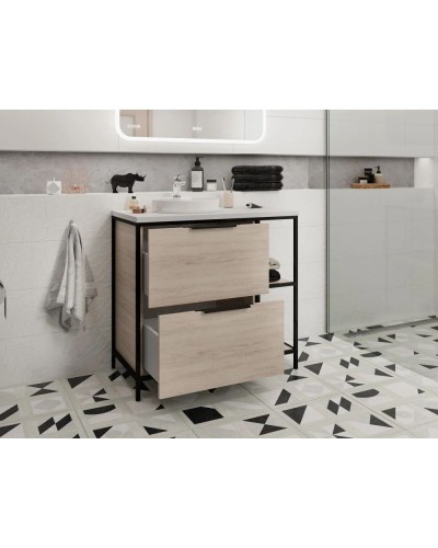 Тумба дуб/черный 80,4 см Cersanit Bosquet A63012