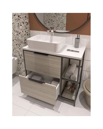 Тумба дуб/черный 80,4 см Cersanit Bosquet A63012