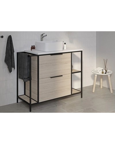 Тумба дуб/черный 100,2 см Cersanit Bosquet A63013