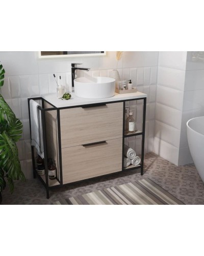 Тумба дуб/черный 100,2 см Cersanit Bosquet A63013