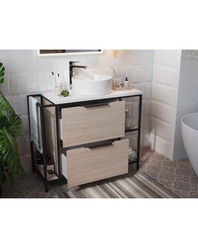 Тумба дуб/черный 100,2 см Cersanit Bosquet A63013