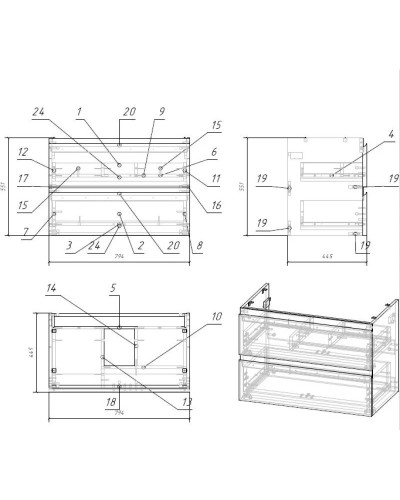 Тумба белый глянец 79,4 см Cersanit Moduo SZ-MOD80-BL/Wh