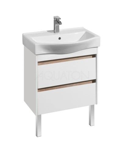 Тумба белый глянец/дуб эндгрейн 61,6 см Акватон Нортон 1A248801NT010