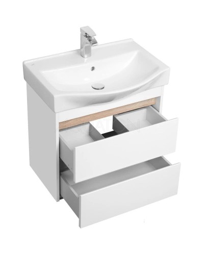 Тумба белый глянец/дуб эндгрейн 61,6 см Акватон Нортон 1A248801NT010