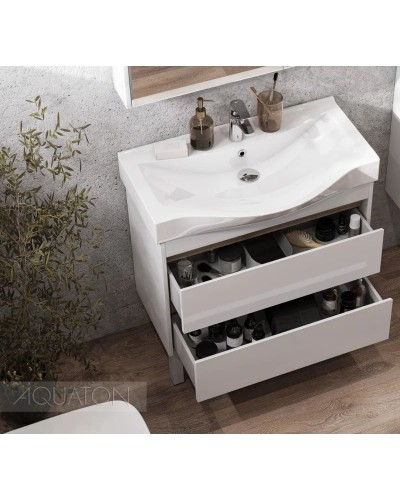 Тумба белый глянец/дуб эндгрейн 76 см Акватон Нортон 1A248901NT010