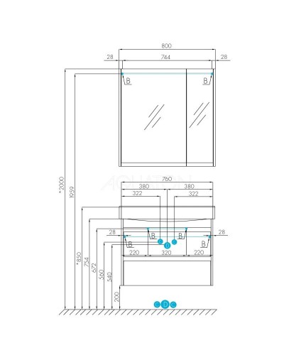 Тумба белый глянец/дуб эндгрейн 76 см Акватон Нортон 1A248901NT010