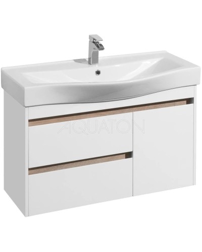 Тумба белый глянец/дуб эндгрейн 96,6 см Акватон Нортон 1A249001NT010