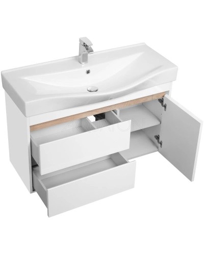 Тумба белый глянец/дуб эндгрейн 96,6 см Акватон Нортон 1A249001NT010