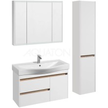 Тумба белый глянец/дуб эндгрейн 96,6 см Акватон Нортон 1A249001NT010