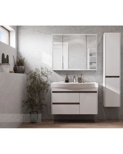 Тумба белый глянец/дуб эндгрейн 96,6 см Акватон Нортон 1A249001NT010