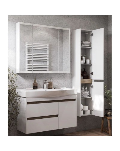 Тумба белый глянец/дуб эндгрейн 96,6 см Акватон Нортон 1A249001NT010