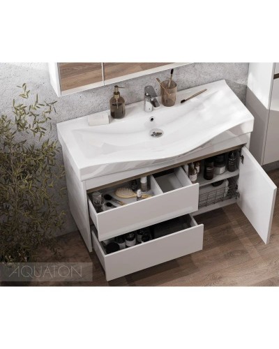 Тумба белый глянец/дуб эндгрейн 96,6 см Акватон Нортон 1A249001NT010