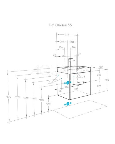 Тумба бежевый/дуб веллингтон 53,2 см Акватон Оливия 1A254201OLVG0