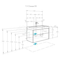 Тумба грей/дуб ойстер 88,2 см Акватон Оливия 1A254401OLUG0