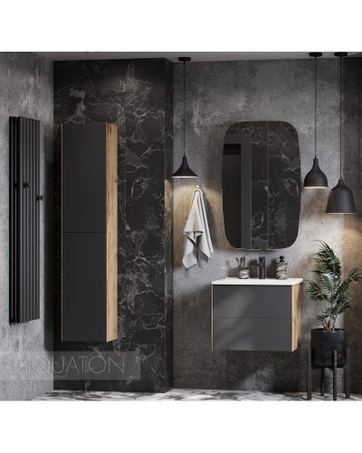 Тумба графит софт/дуб веллингтон 58,8 см Акватон Сохо 1A258001AJA00