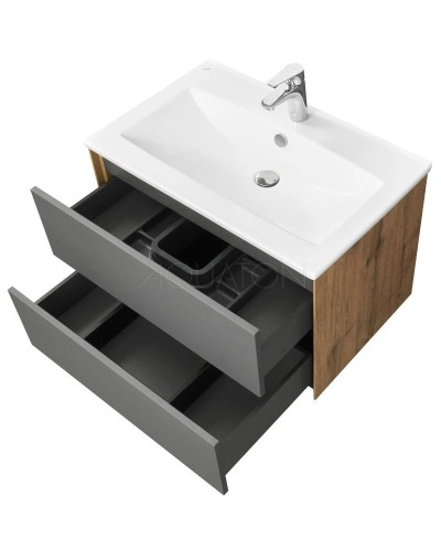 Тумба графит софт/дуб веллингтон 73,4 см Акватон Сохо 1A258101AJA00