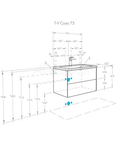 Тумба графит софт/дуб веллингтон 73,4 см Акватон Сохо 1A258101AJA00