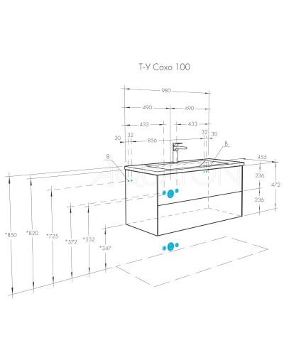 Тумба графит софт/дуб веллингтон 98 см Акватон Сохо 1A258201AJA00