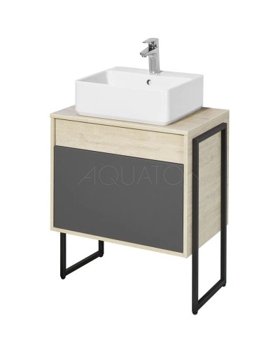 Тумба серый графит/дуб орегон 65 см Акватон Лофт Урбан 1A254001LQX60