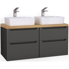 Тумба серый матовый 120 см Jorno Wood Wood.01.60/P/GR + Wood.01.60/P/GR + Wood.06.120/LW