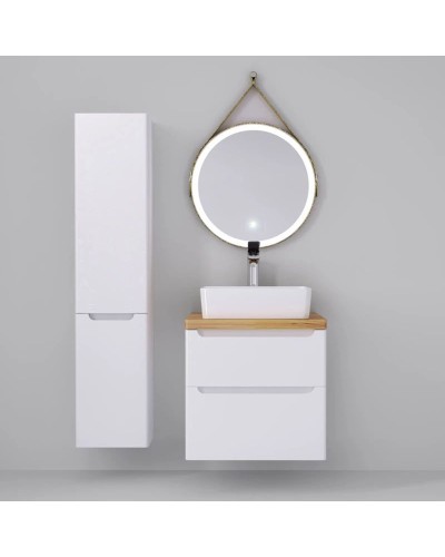 Тумба белый глянец 60 см Jorno Wood Wood.01.60/P/W + Wood.06.60/LW